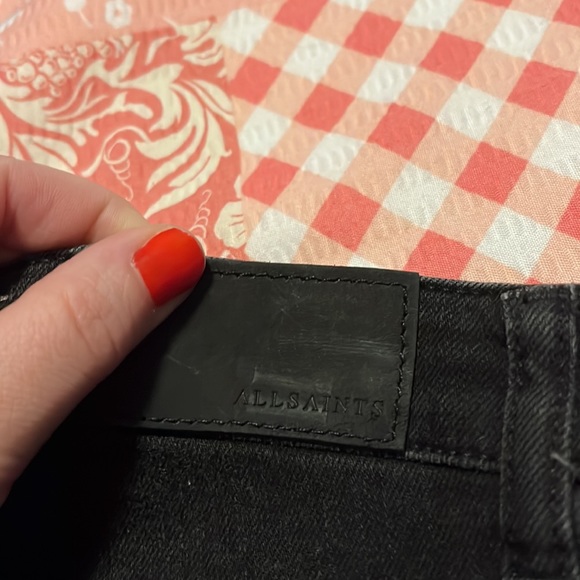 ALLSAINTS Mabel black denim high waist cut off frayed hem shorts 29 like new - Picture 4 of 6